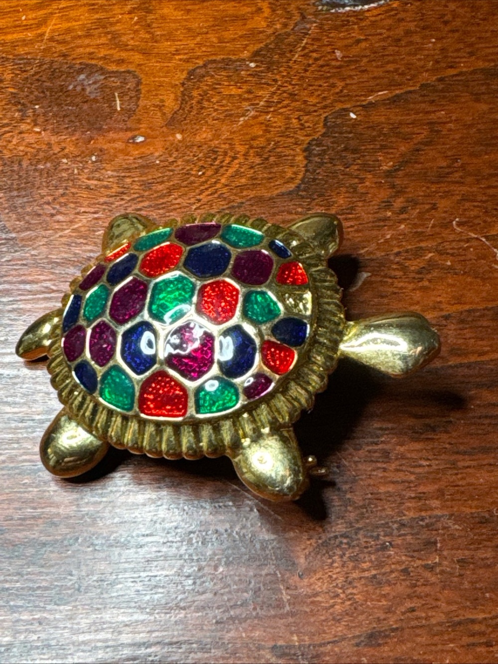 Gold Multicolor Turtle Brooch - Women's Jewelry
